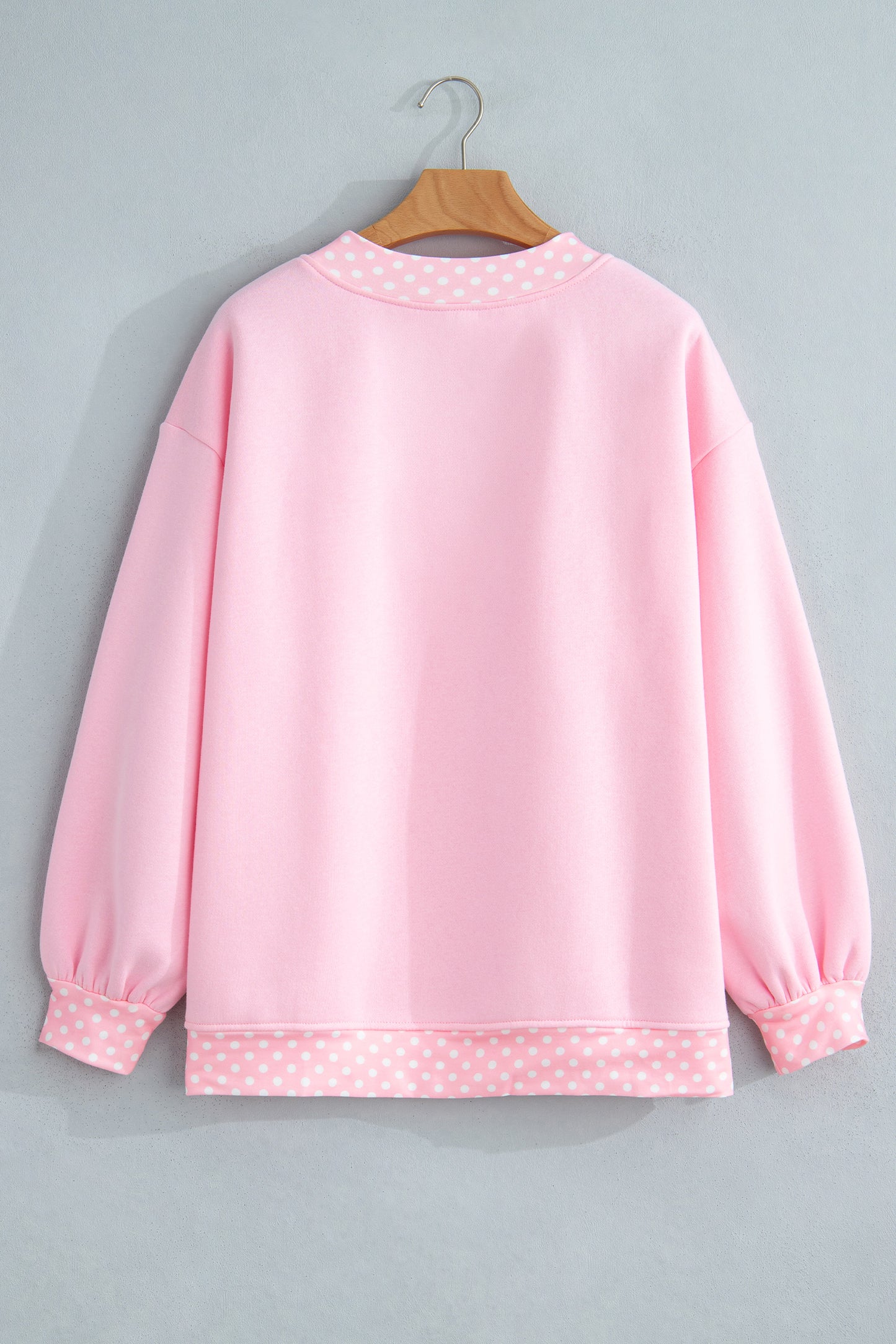 Dirty blue Colorblock Polka Dot Contrast Trim Oversized Sweatshirt