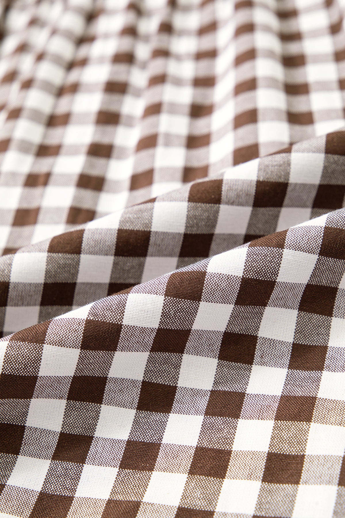 Brown Plaid Knot Half Sleeve Button Down Shirt