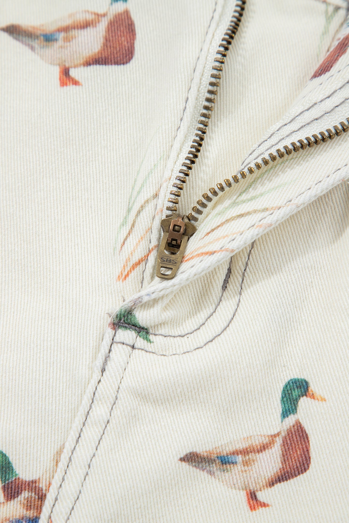 Beige Wild Duck Mallard High Waist Frayed Denim Shorts