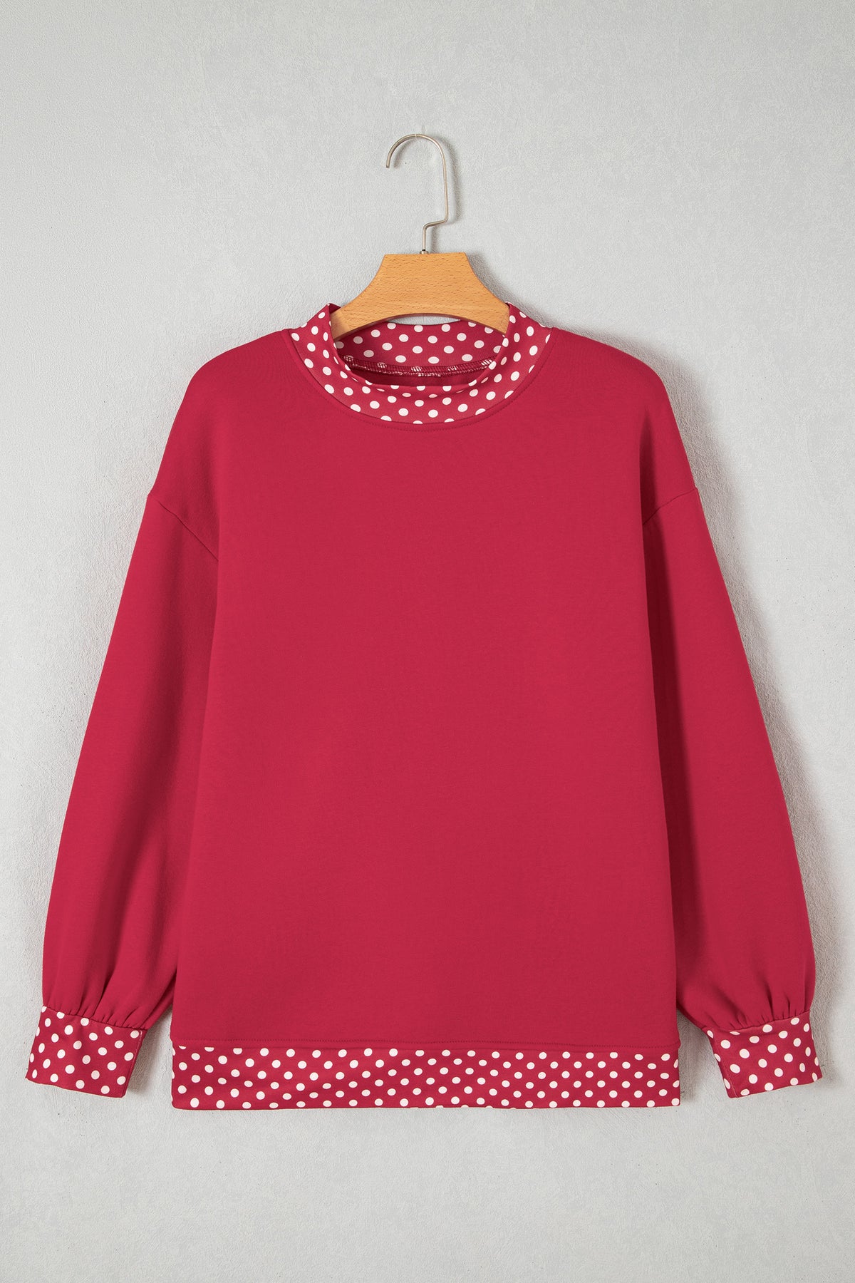 Dirty blue Colorblock Polka Dot Contrast Trim Oversized Sweatshirt