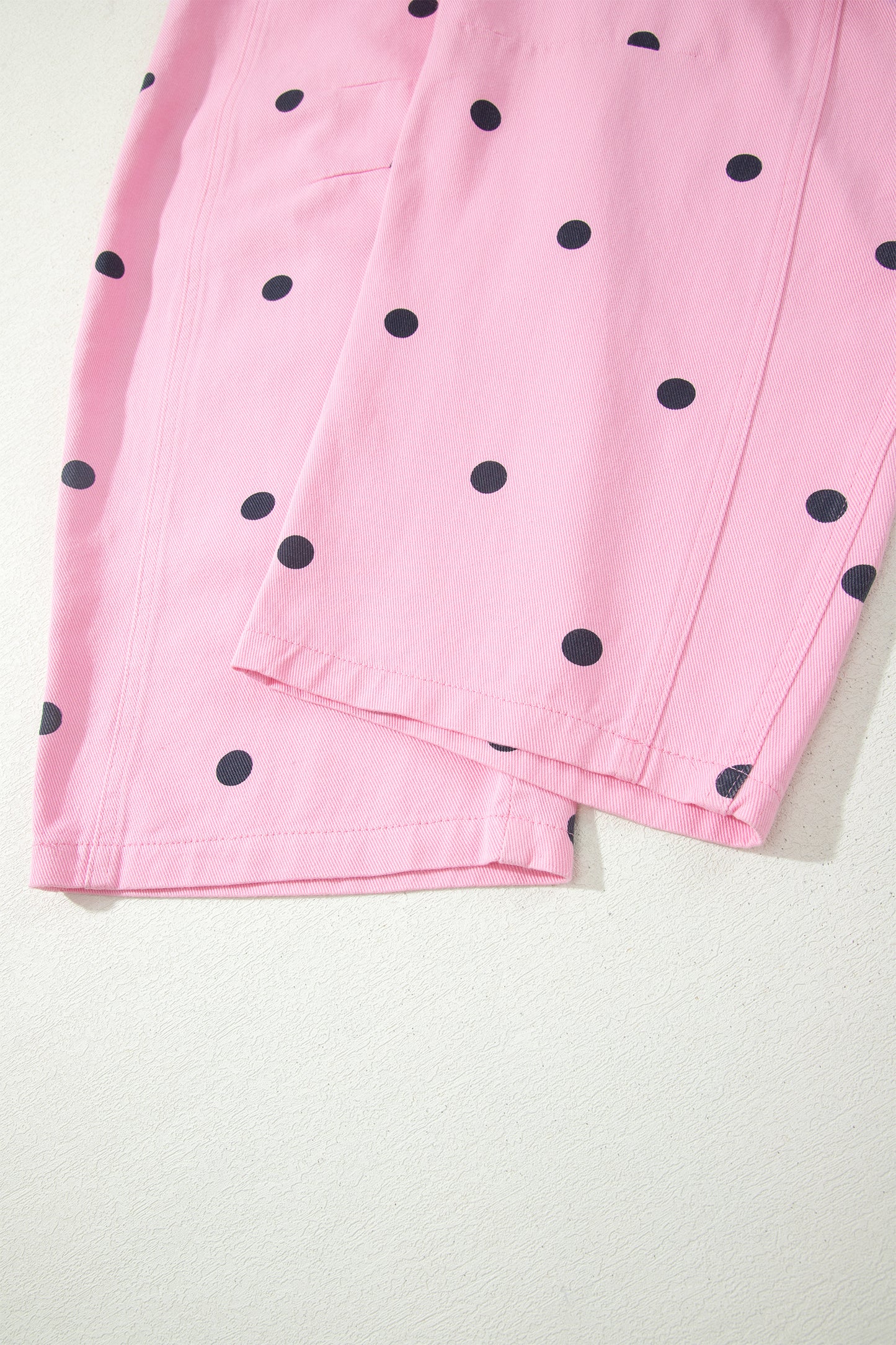 Phalaenopsis Polka Dot Print Bib Pocket Denim Barrel Overalls Jumpsuit