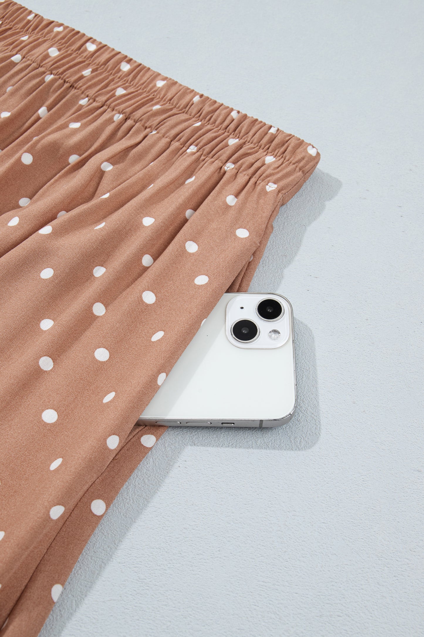 Brown Polka Dot Lace Hem Elegant Long Shift Skirt