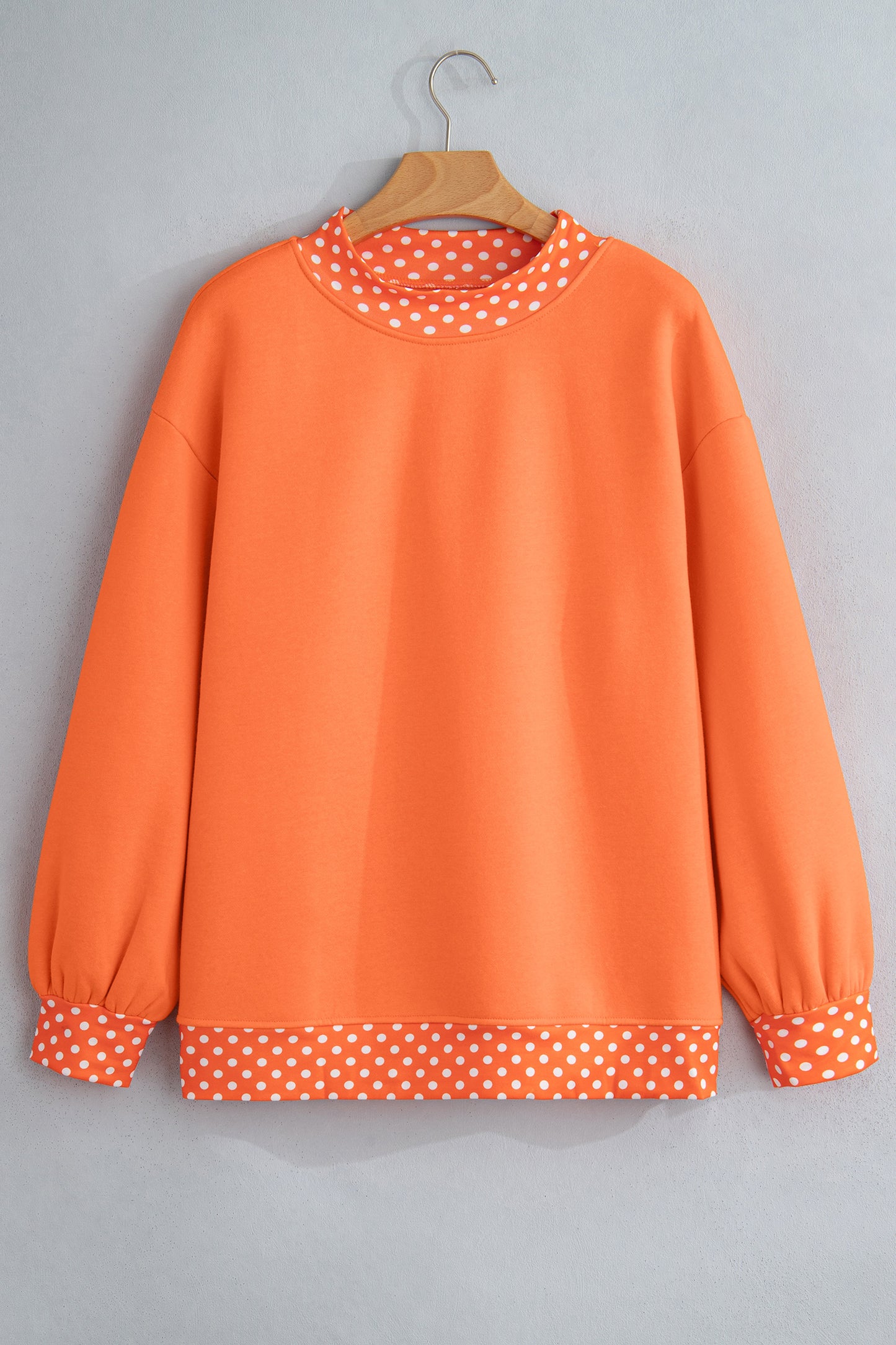 Dirty blue Colorblock Polka Dot Contrast Trim Oversized Sweatshirt