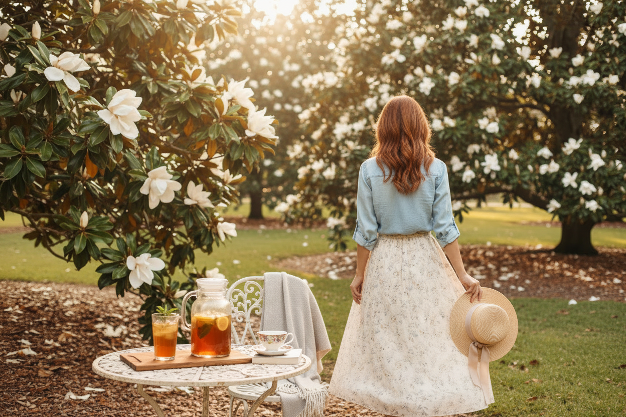 Southern Magnolia Garden - Copper Brown Hair